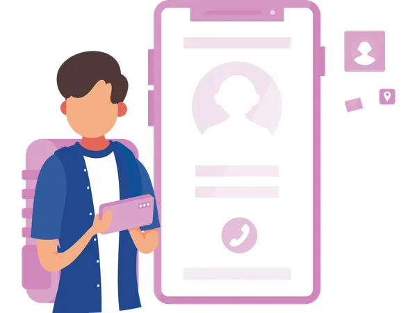 Usuario móvil que utiliza el móvil  Illustration