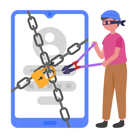 Usuário não autorizado quebrando senha  Ilustração