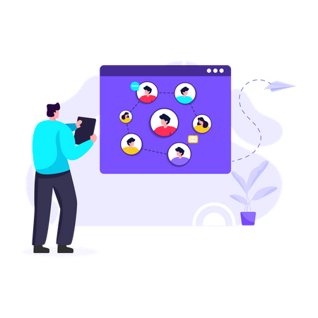 Utilisation généralisée des médias sociaux  Illustration