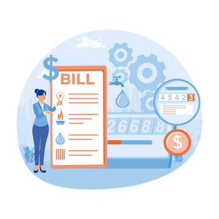 Utility bill payments on smartphones  Illustration