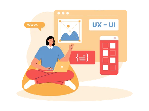 Ux designer designing responsive website  Illustration