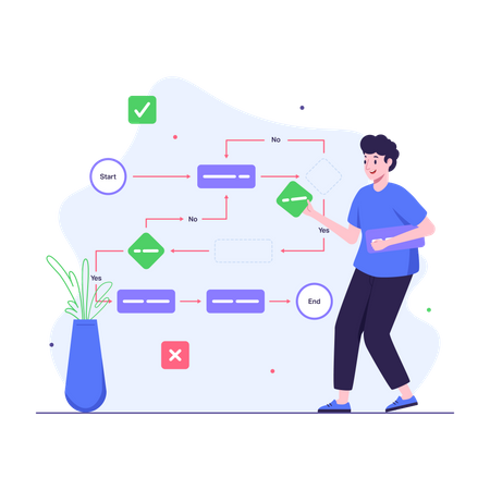 UX designer draw up user flow  Illustration