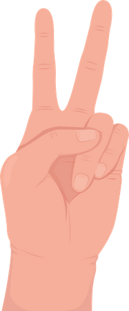 V sinal de mão  Ilustração