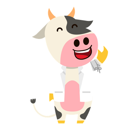 Vaca como médica de fazenda  Ilustração