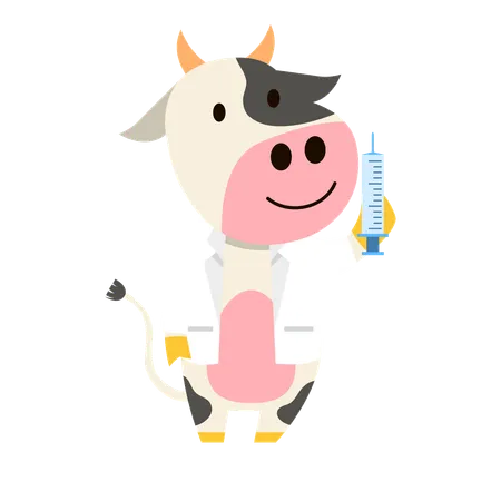 Vaca como médica de fazenda  Ilustração