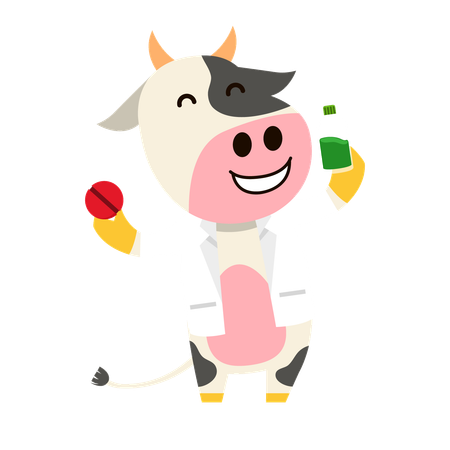 Vaca como médica de fazenda  Ilustração