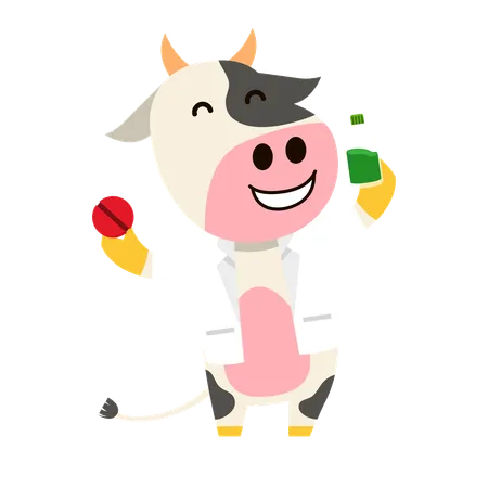 Vaca como médica de fazenda  Ilustração