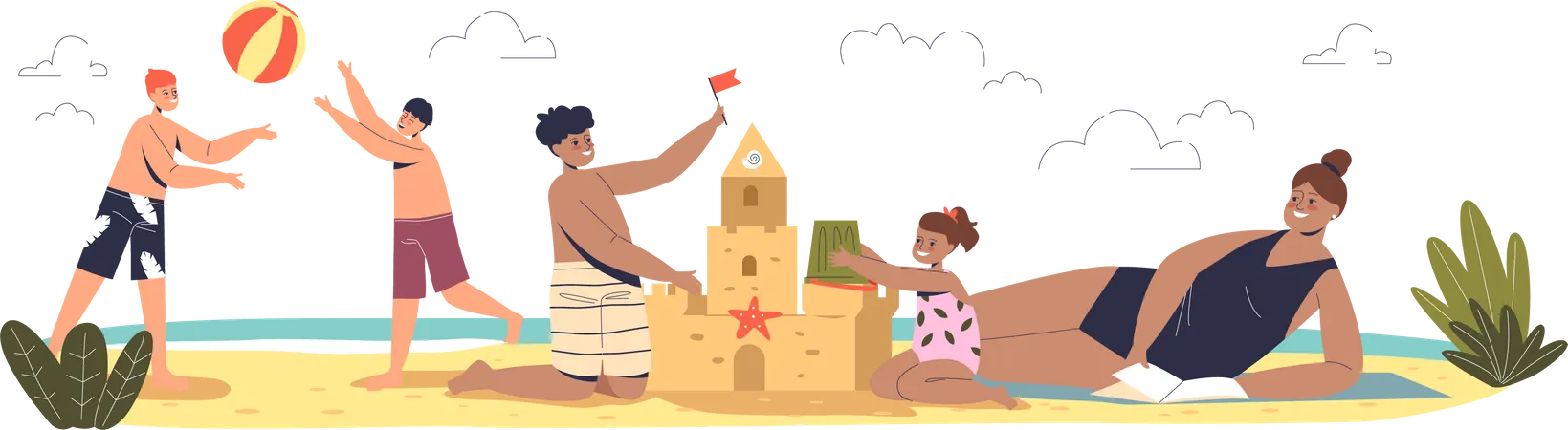 Vacaciones de verano con niños  Ilustración