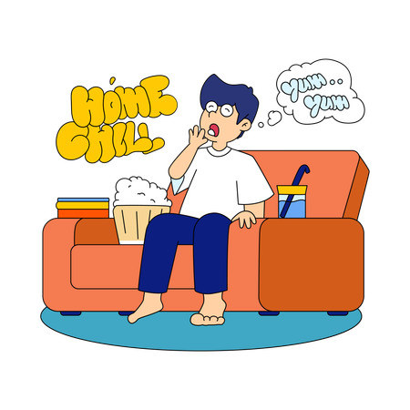 Vacaciones en casa  Ilustración