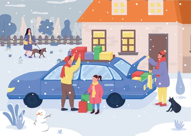 Compras familiares navideñas  Illustration