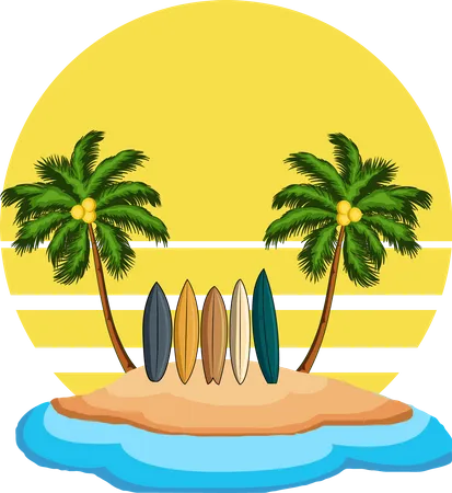 Playa de vacaciones  Ilustración