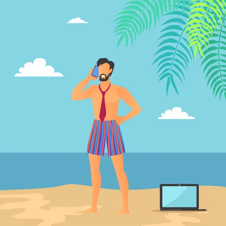 Vacances d'affaires de l'homme  Illustration