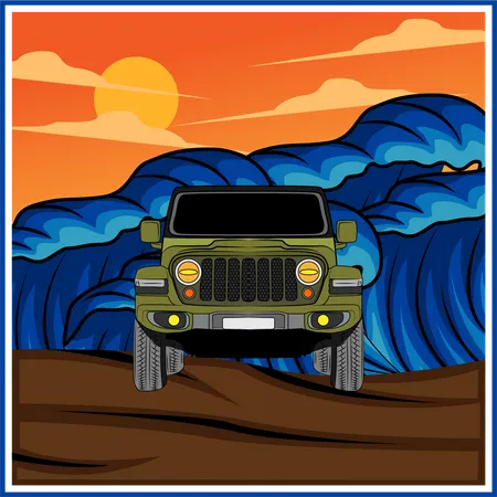 Jeep de vacances  Illustration