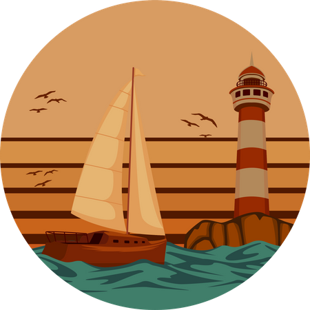 Vacation sunset beach  Illustration