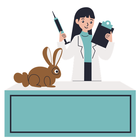 Vaccination by a veterinarian  Illustration