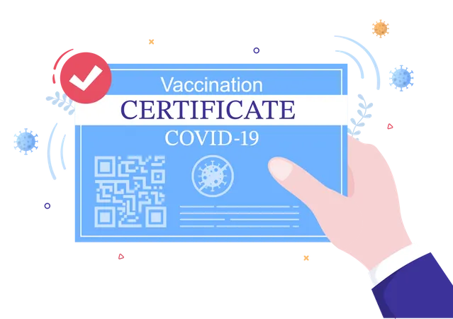 Covid 19 Vaccination Certificate Icon With A Document As Proof Of Being Vaccinated In The Form Of A Card Or Scan On A Smartphone Background Vector Illustration Illustration