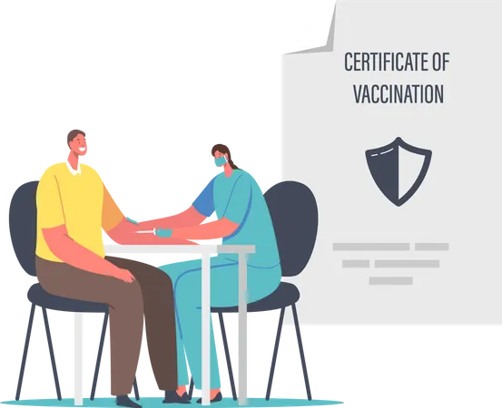 Vaccination for Covid Immune Medical Certificate Illustration