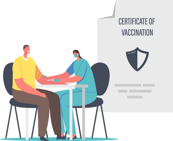 Vaccination for Covid Immune Medical Certificate  Illustration