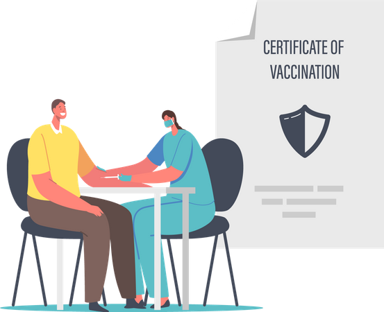 Vaccination pour le certificat médical immunitaire Covid  Illustration