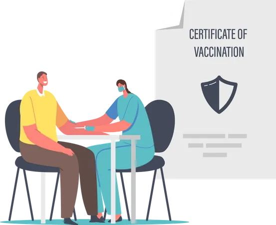 Vaccination pour le certificat médical immunitaire Covid  Illustration