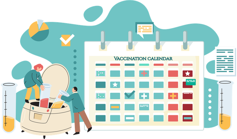 Vaccination program set up by doctor  Illustration