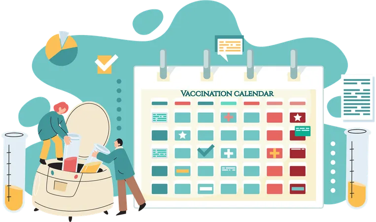 Vaccination program set up by doctor  Illustration