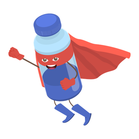 Vaccine Bottle Hero  Illustration