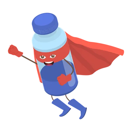 Vaccine Bottle Hero  Illustration