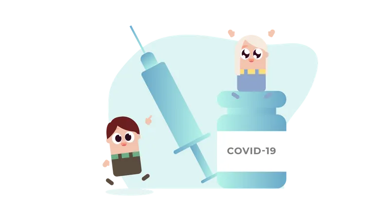 Vaccine Covid 19 for Kids  Illustration