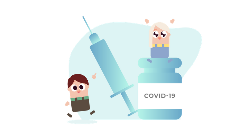 Vaccine Covid 19 for Kids  Illustration