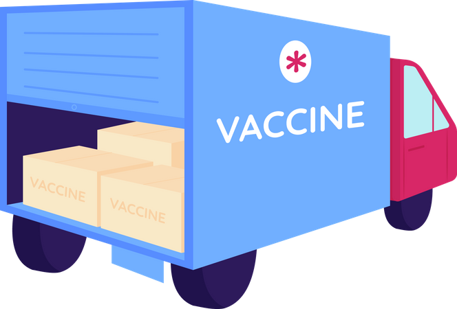 Vaccine packages in delivery truck  Illustration