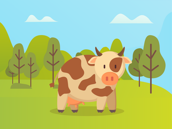 Vache dans le parc  Illustration