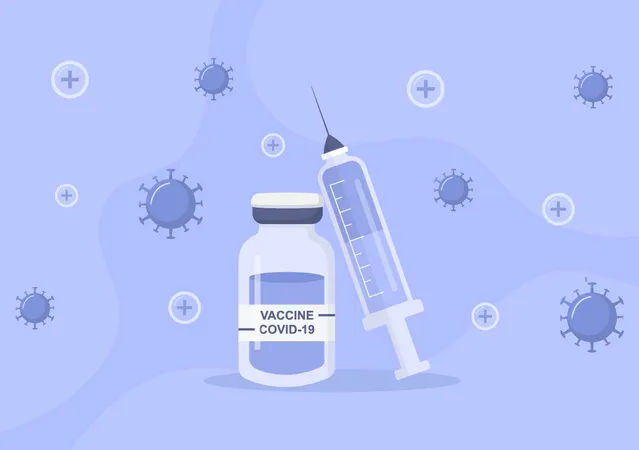 Vacinacao Contra Coronavirus Com Ferramenta De Injecao De Seringa E Remedios Medicos Para Ajudar A Fornecer Vacinas Covid 19 Para Autoprotecao Ou Manutencao Da Saude Ilustracao Vetorial Ilustração