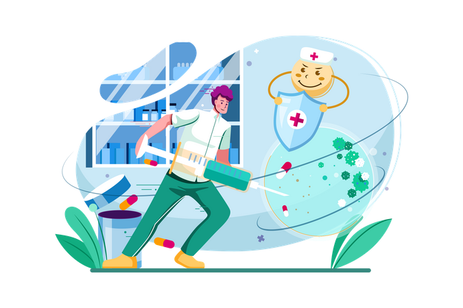 Vacinação antiviral para saúde imunológica  Illustration