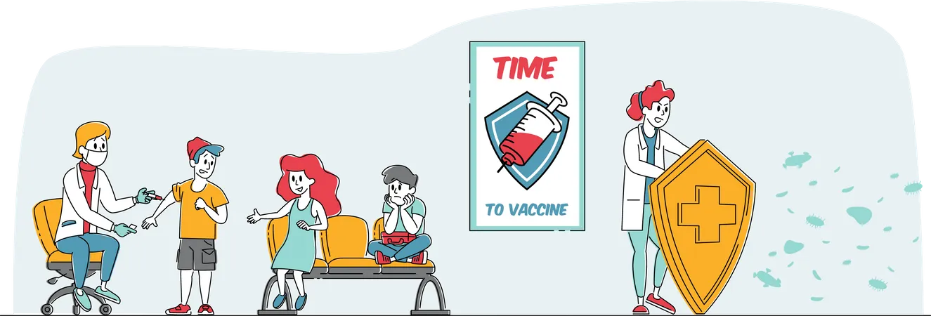 Vacinação contra vírus  Ilustração