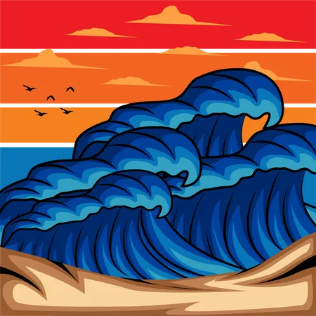 Vagues dans l'océan  Illustration