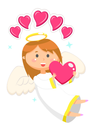 Valentine angel with wings Illustration