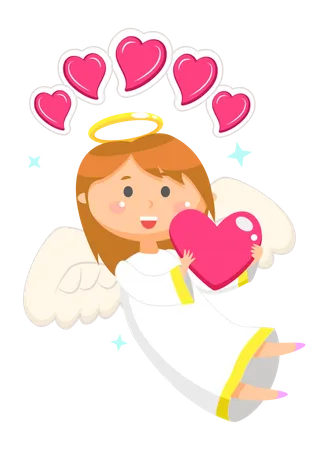 Valentine angel with wings Illustration