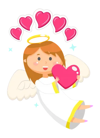 Valentine angel with wings  Illustration