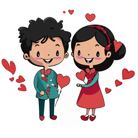 Happy couple with heart  Illustration