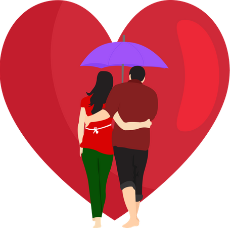 Valentine Couple Care  Illustration