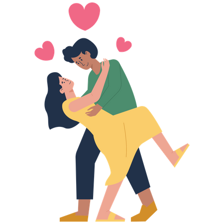 Valentine Couple Dancing Love Illustration