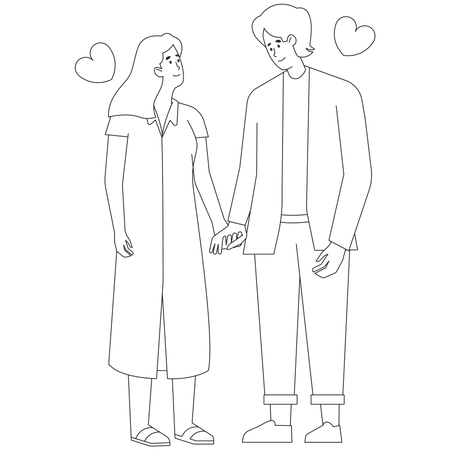 Valentine Couple Holding Hand Illustration