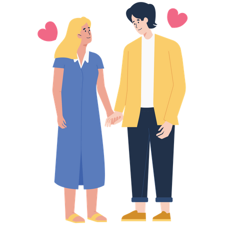 Valentine Couple Holding Hand  Illustration