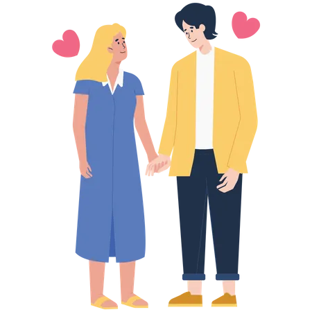 Valentine Couple Holding Hand  Illustration