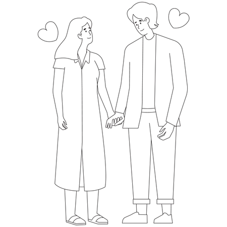 Valentine Couple Holding Hand  Illustration