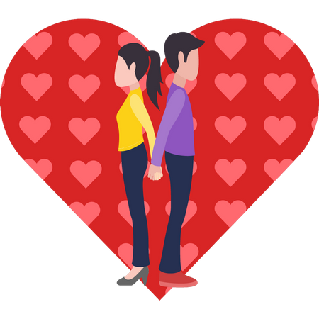 Valentine couple holding hands Illustration