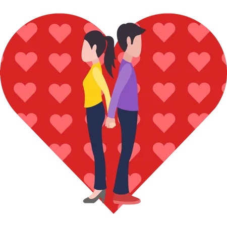 Valentine couple holding hands Illustration