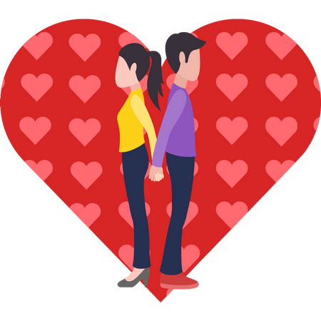 Valentine couple holding hands  Illustration