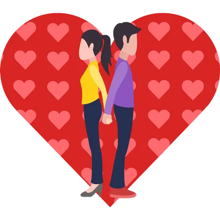 Valentine couple holding hands  Illustration